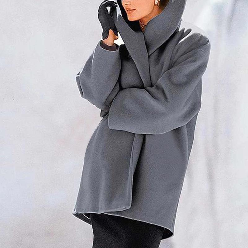 Plus size wool women coats with hoodie