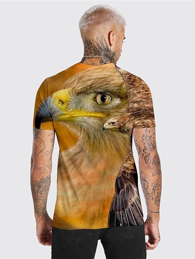Men's Tee T shirt Shirt 3D Print Graphic Prints Eagle Print Short Sleeve Daily Tops Casual Designer Big and Tall Brown