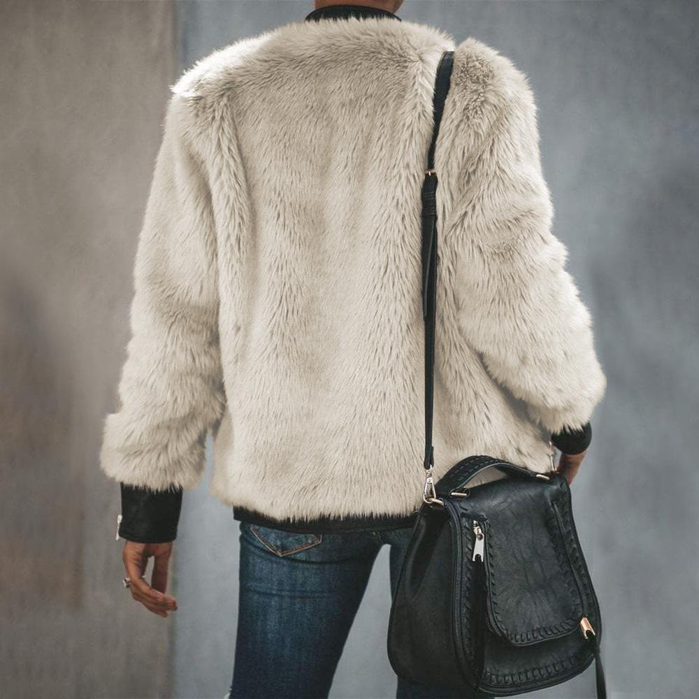 Plush zipper cardigan casual loose coat