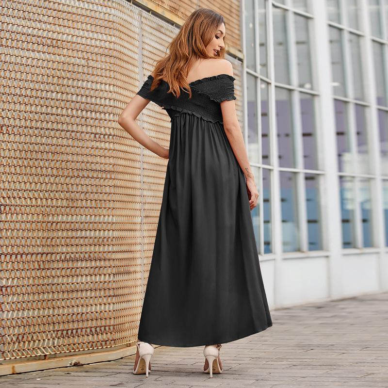 Solid color casual wrap chest strapless dress