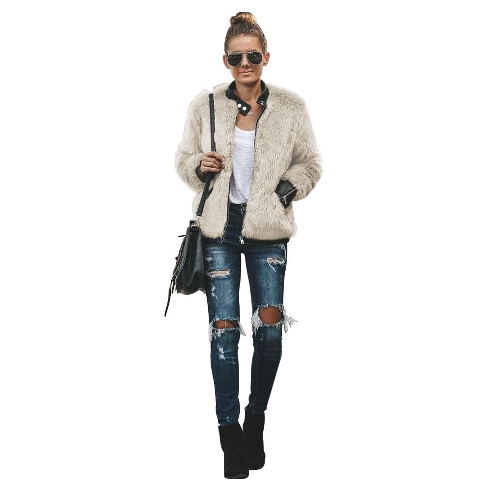 Plush zipper cardigan casual loose coat