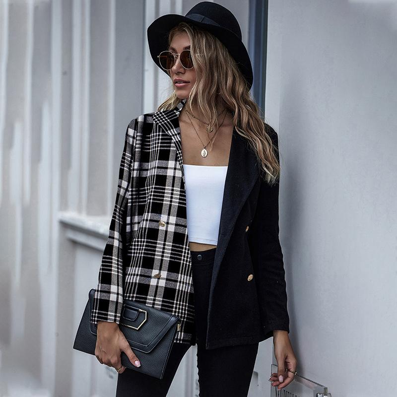 Two-tone stitching houndstooth suit