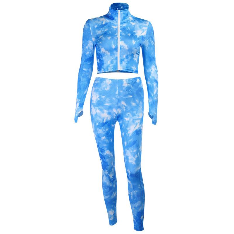 Tight sexy zipper sports suit