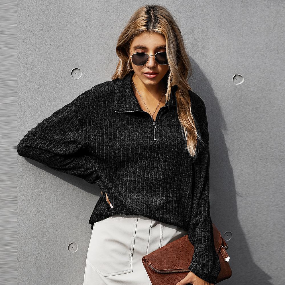 Simple lapel sweater