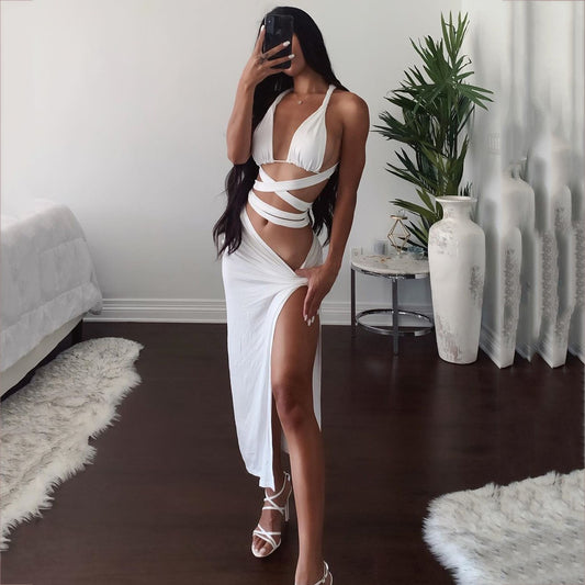 V-neck halter two-piece suit