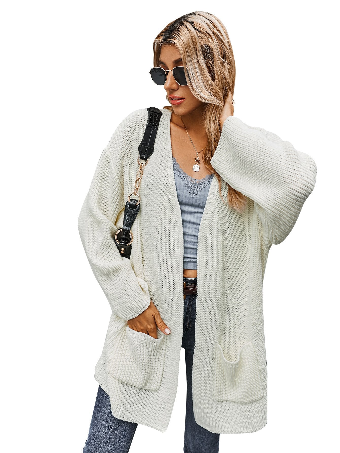 Solid color sweater cardigan