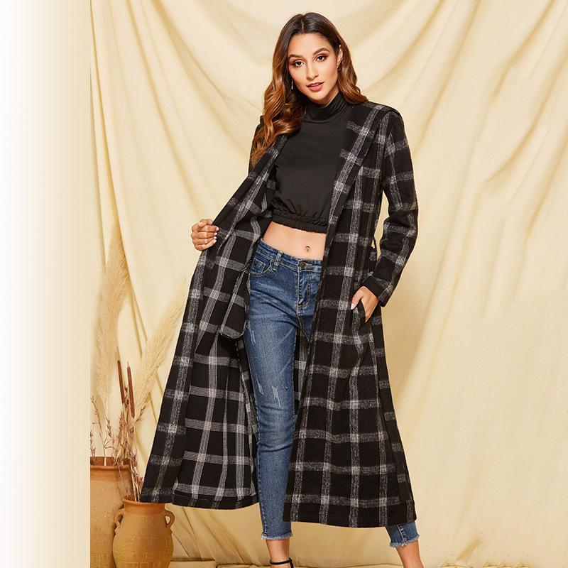 Plaid woolen coat