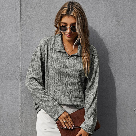 Simple lapel sweater