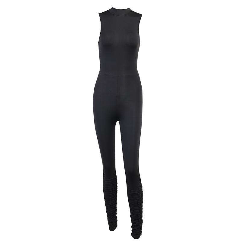 Vest gathered sleeveless jumpsuit