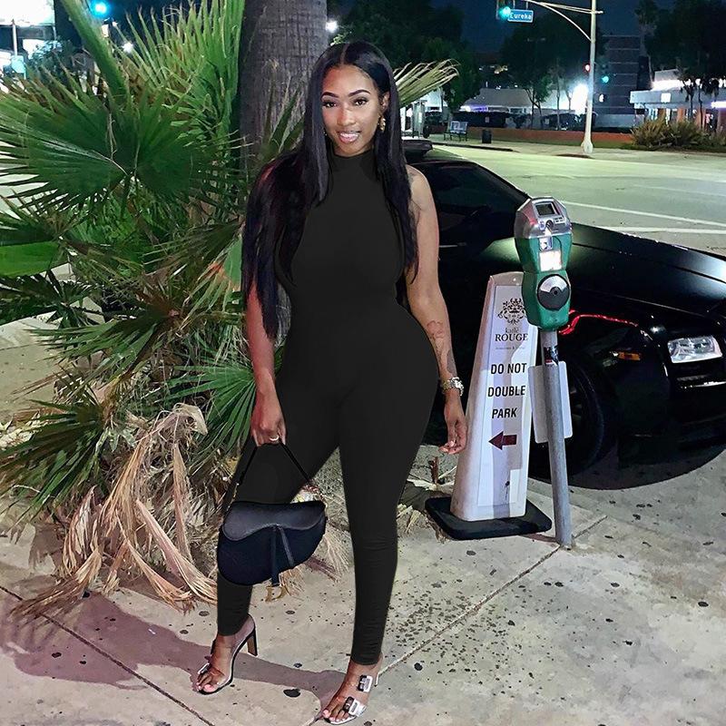 Vest gathered sleeveless jumpsuit