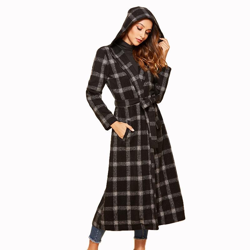 Plaid woolen coat