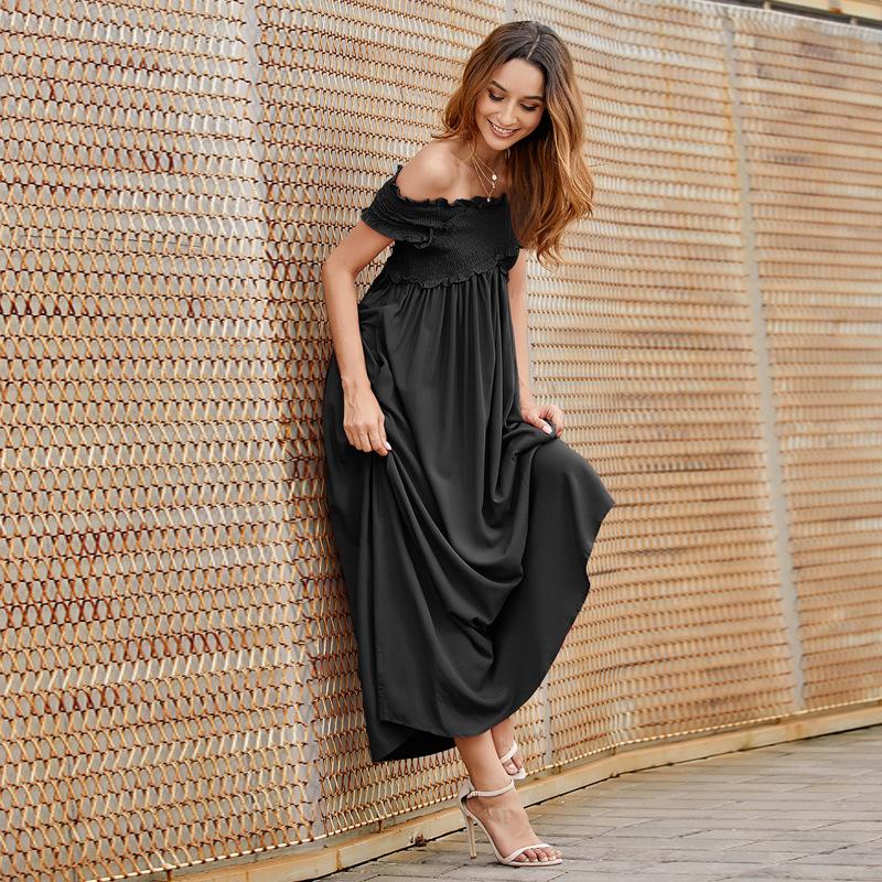 Solid color casual wrap chest strapless dress