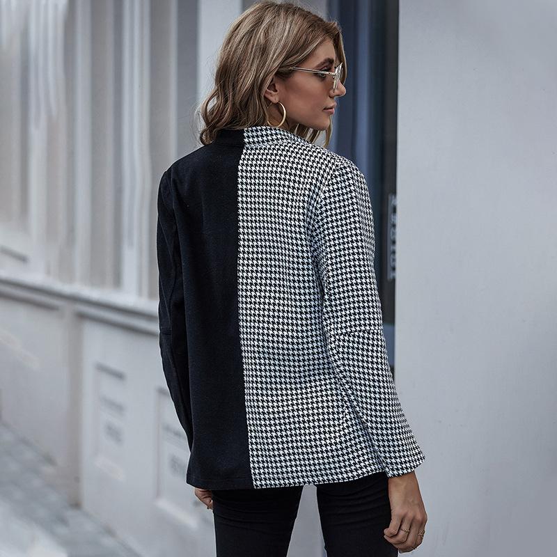 Two-tone stitching houndstooth suit