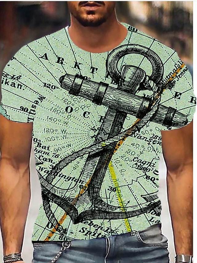 Men's Tee T shirt Shirt 3D Print Graphic Letter Plus Size Short Sleeve Casual Tops Basic Designer Slim Fit Big and Tall Blue Green Gray