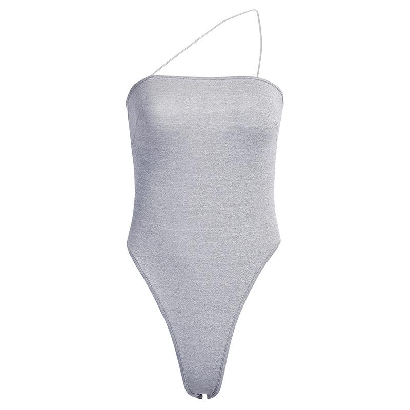 Oblique shoulder stitching sling bodysuit