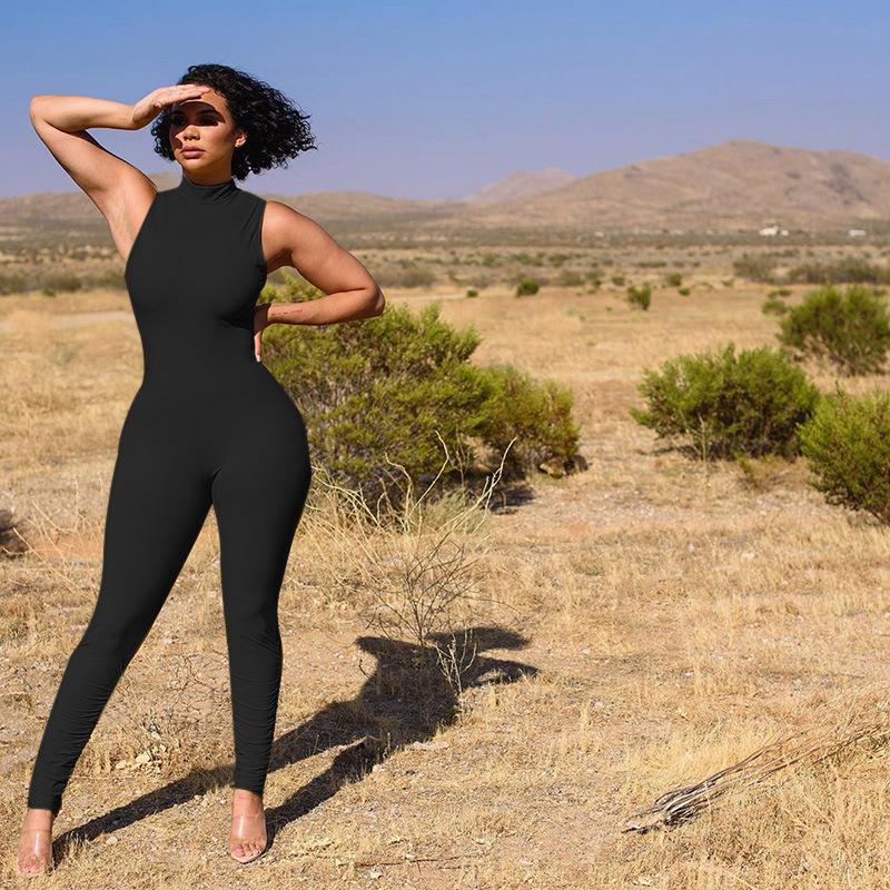Vest gathered sleeveless jumpsuit