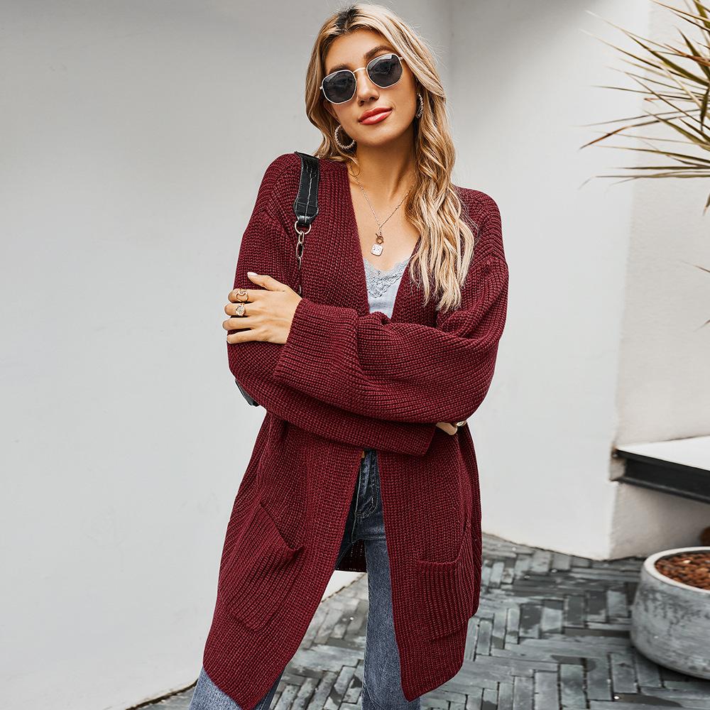 Solid color sweater cardigan