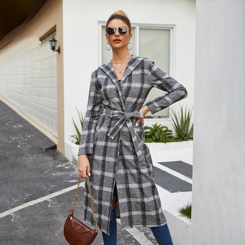Plaid woolen coat