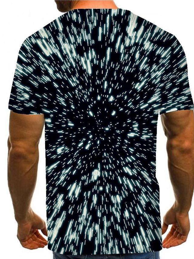 Men's T shirt Shirt 3D Print Graphic Optical Illusion Plus Size Print Short Sleeve Daily Tops Basic Exaggerated Round Neck Black