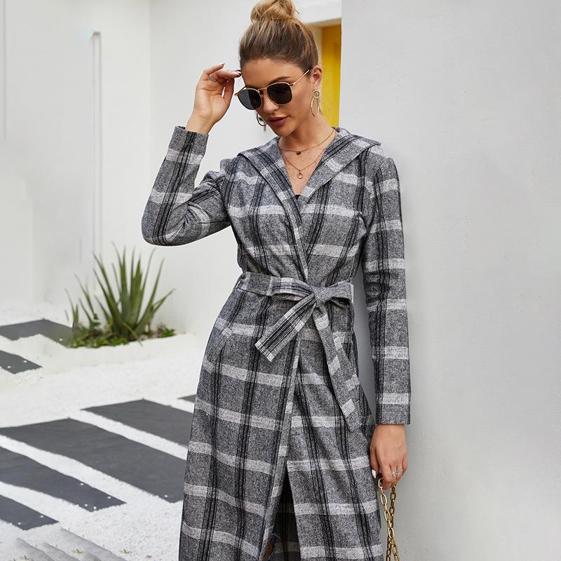 Plaid woolen coat
