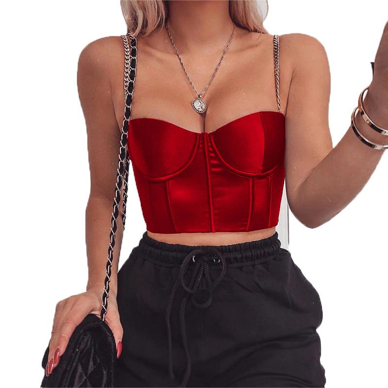 Slim-fit metal chain satin camisole