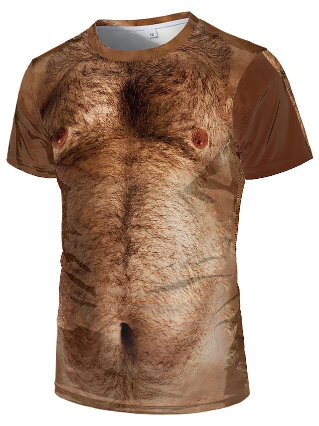 Men's T shirt 3D Print Graphic 3D Plus Size Print Short Sleeve Daily Tops Elegant Exaggerated Brown