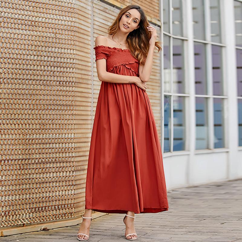 Solid color casual wrap chest strapless dress