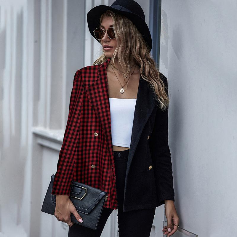 Two-tone stitching houndstooth suit