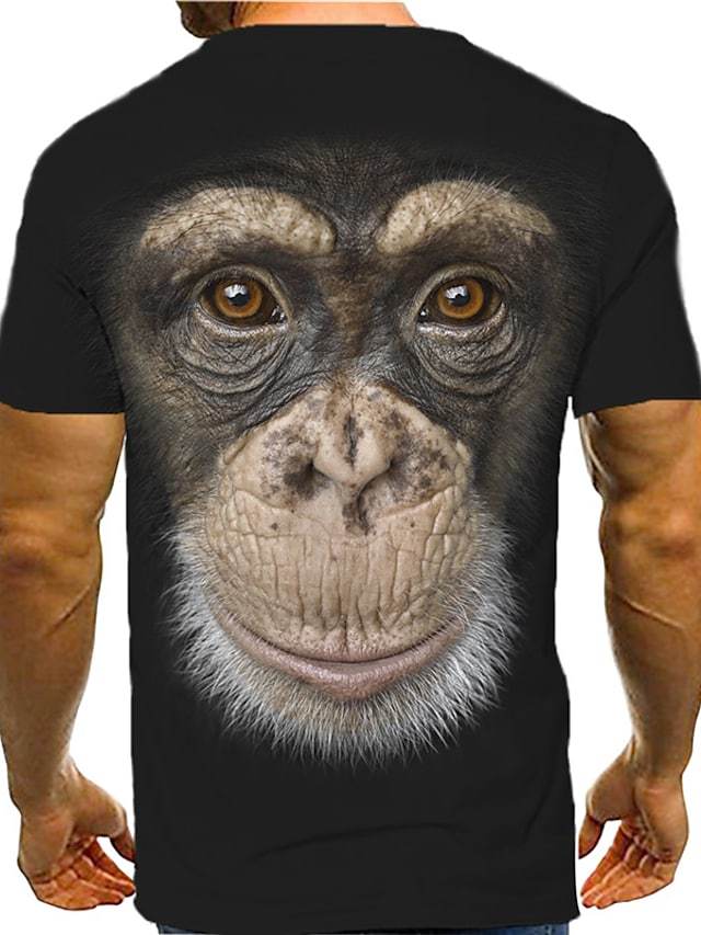 Men's Tee T shirt Shirt 3D Print Graphic Orangutan Animal Print Short Sleeve Party Tops Chic &amp; Modern Funny Comfortable Big and Tall Round Neck Blushing Pink Black Brown / Summer