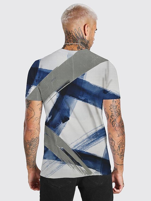 Men's Unisex Tee T shirt Shirt 3D Print Circle Graphic Prints Geometry Print Short Sleeve Daily Tops Casual Designer Big and Tall Sea Blue Blue Dark Gray / Summer