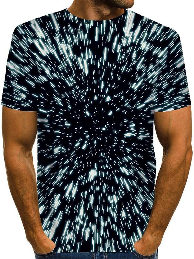 Men's T shirt Shirt 3D Print Graphic Optical Illusion Plus Size Print Short Sleeve Daily Tops Basic Exaggerated Round Neck Black