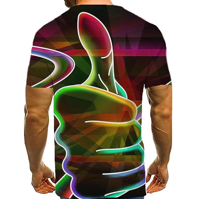 Men's T shirt 3D Print Graphic 3D Plus Size Print Short Sleeve Daily Tops Exaggerated Round Neck Green Rainbow Orange / Summer