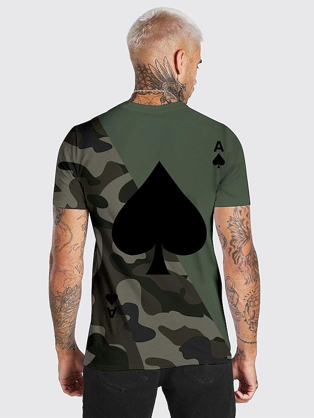 Men's Unisex Tee T shirt Shirt 3D Print Graphic Prints Poker Print Short Sleeve Daily Tops Casual Designer Big and Tall Gray