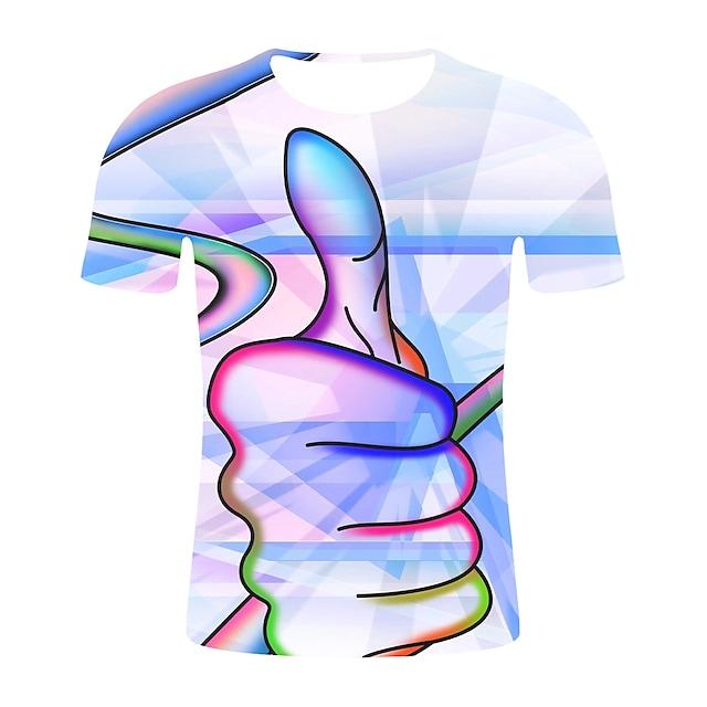 Men's T shirt 3D Print Graphic 3D Plus Size Print Short Sleeve Daily Tops Exaggerated Round Neck Green Rainbow Orange / Summer