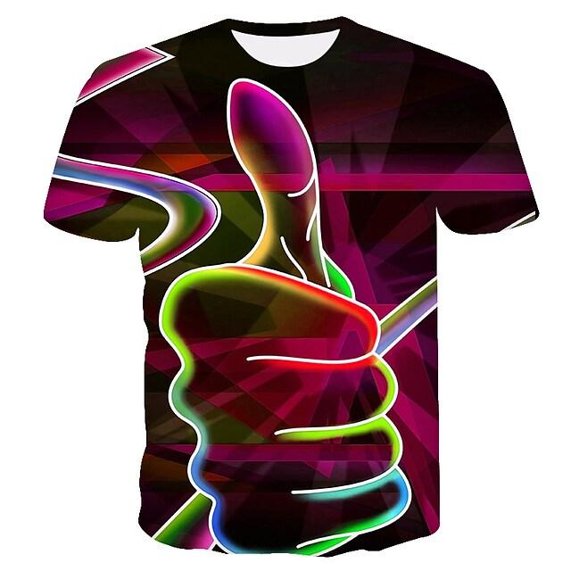 Men's T shirt 3D Print Graphic 3D Plus Size Print Short Sleeve Daily Tops Exaggerated Round Neck Green Rainbow Orange / Summer