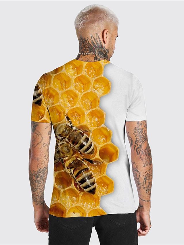 Men's Unisex Tee T shirt Shirt 3D Print Graphic Prints Bee Print Short Sleeve Daily Tops Casual Designer Big and Tall Yellow