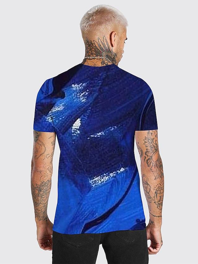 Men's Unisex Tee T shirt Shirt 3D Print Circle Graphic Prints Geometry Print Short Sleeve Daily Tops Casual Designer Big and Tall Sea Blue Blue Dark Gray / Summer