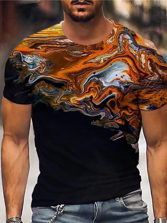 Men's Unisex Tee T shirt Shirt 3D Print Abstract Graphic Prints Print Short Sleeve Daily Tops Casual Designer Big and Tall Black