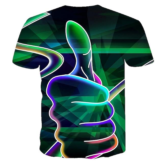 Men's T shirt 3D Print Graphic 3D Plus Size Print Short Sleeve Daily Tops Exaggerated Round Neck Green Rainbow Orange / Summer