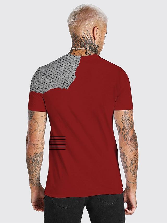 Men's Unisex Tee T shirt Shirt 3D Print Graphic Prints Letter Print Short Sleeve Daily Tops Casual Designer Big and Tall Red